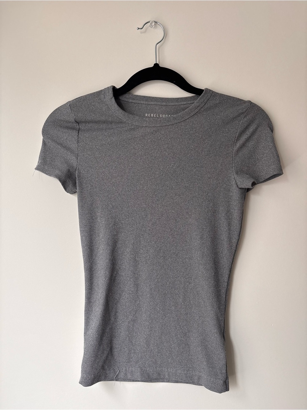 Rebel Sugar Heather Gray Short Sleeve Crew Tee